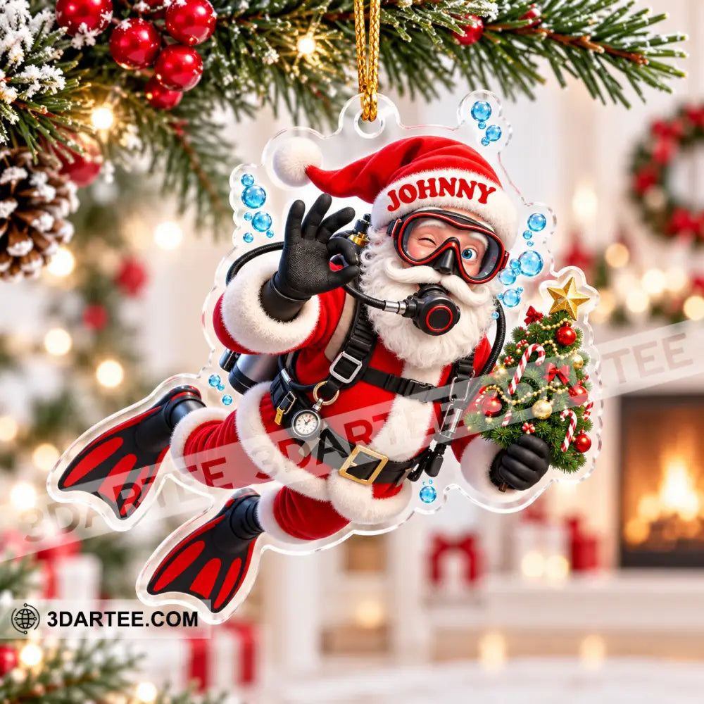 Diving Santa Home Decor Christmas Ornament Personalized Ornament - Ornament