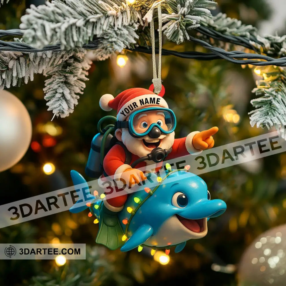 Diving Santa Home Decor Christmas Ornament Personalized Ornament Ornament