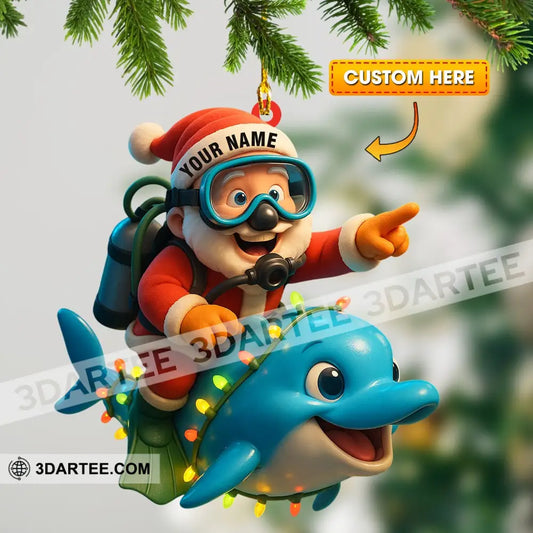 Diving Santa Home Decor Christmas Ornament Personalized Ornament 3.54’’ / 1 Ornament Ornament