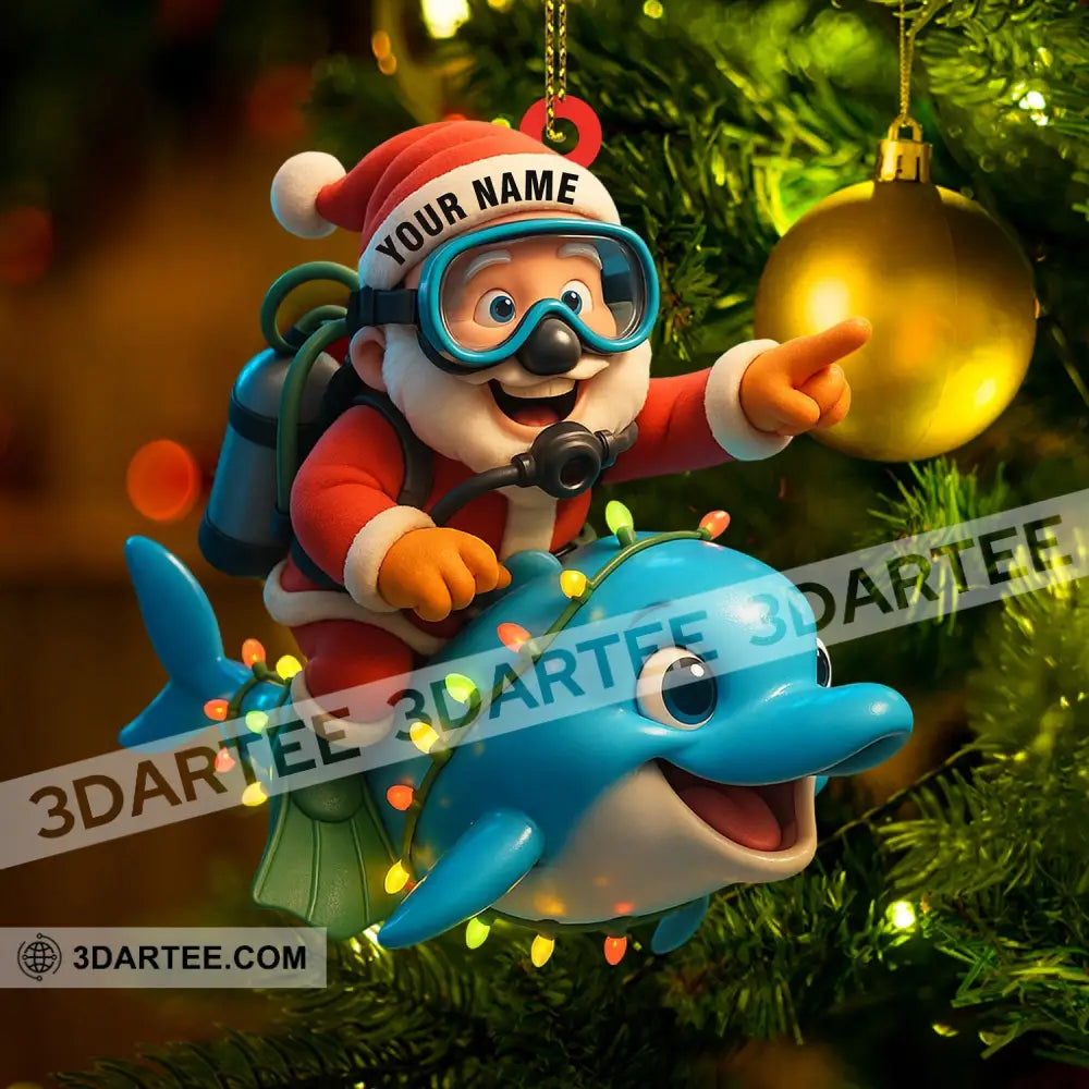Diving Santa Home Decor Christmas Ornament Personalized Ornament Ornament