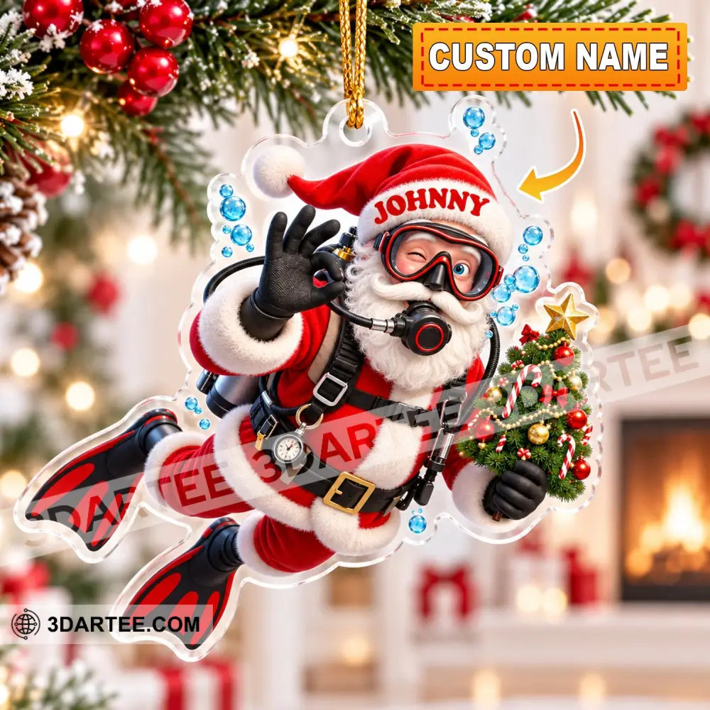 Diving Santa Home Decor Christmas Ornament Personalized Ornament - Ornament