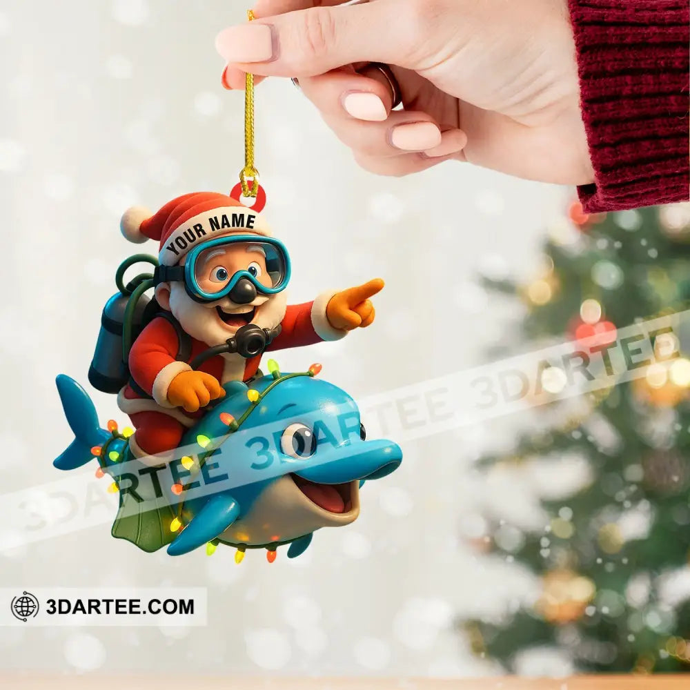 Diving Santa Home Decor Christmas Ornament Personalized Ornament Ornament