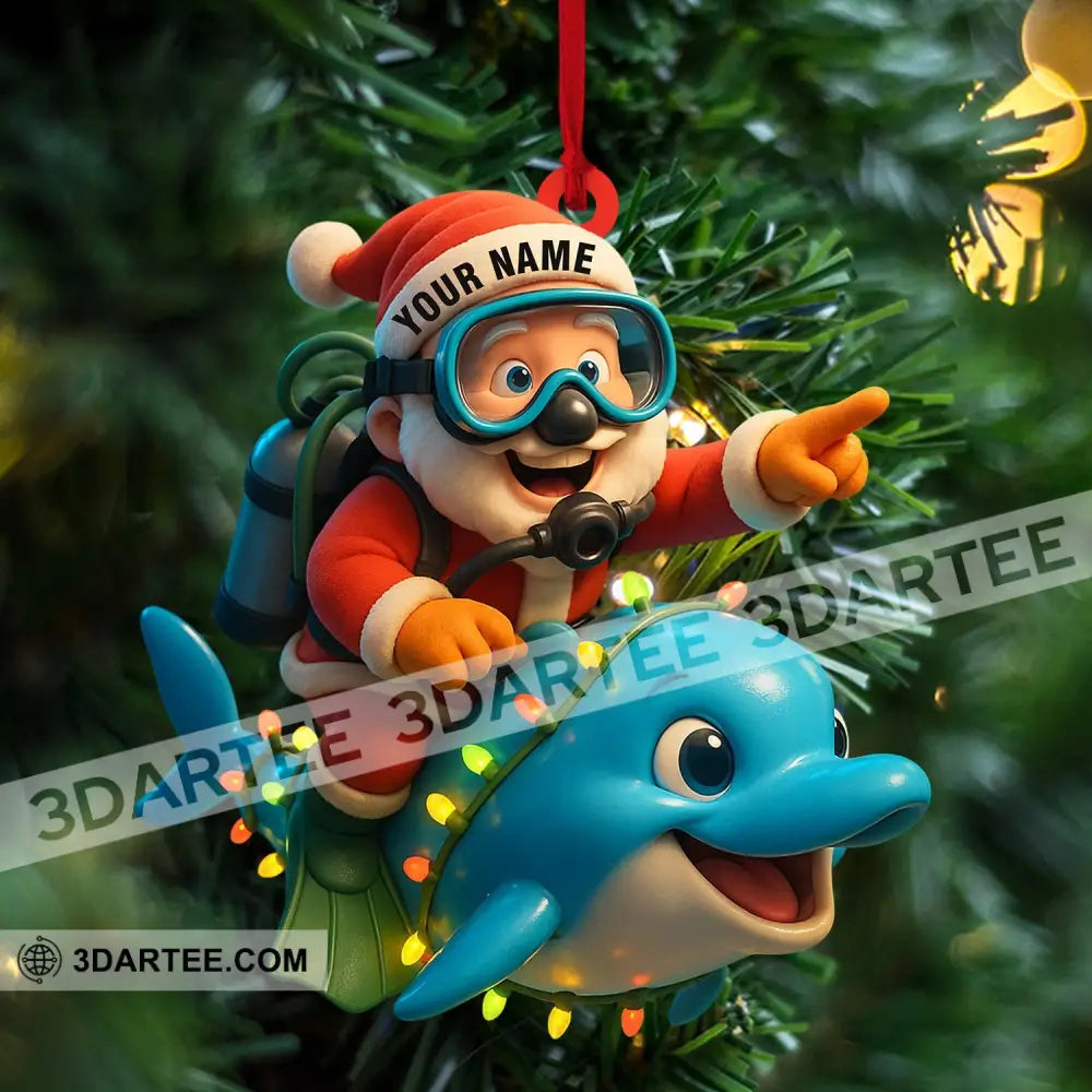 Diving Santa Home Decor Christmas Ornament Personalized Ornament Ornament
