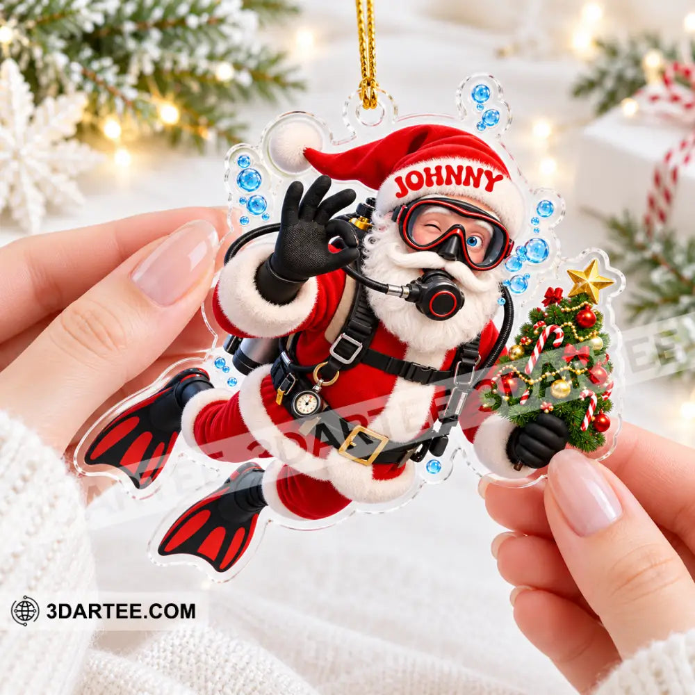 Diving Santa Home Decor Christmas Ornament Personalized Ornament - Ornament