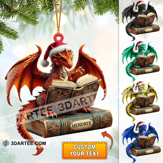 Dragon Reading Book Christmas Ornament Personalized Ornament 3.54’’ / 1 Ornament Ornament
