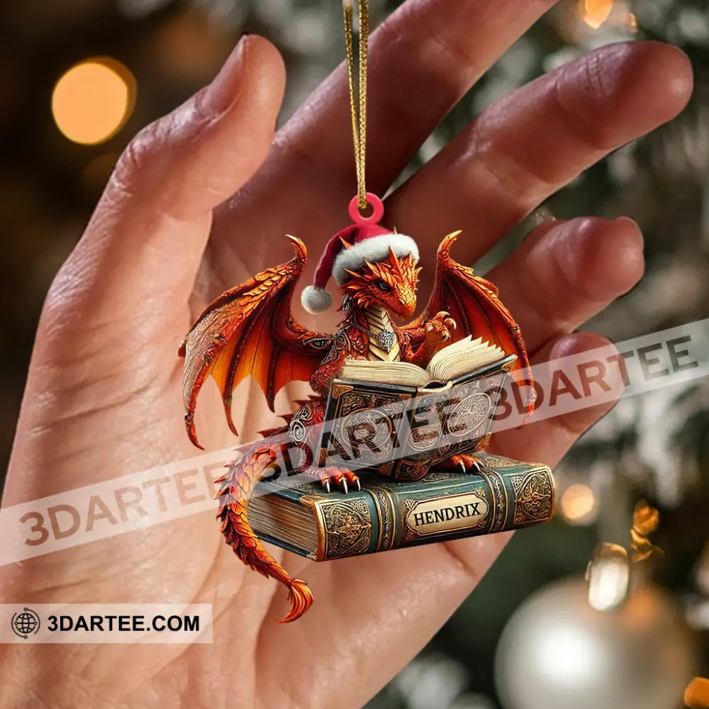 Dragon Reading Book Christmas Ornament Personalized Ornament Ornament