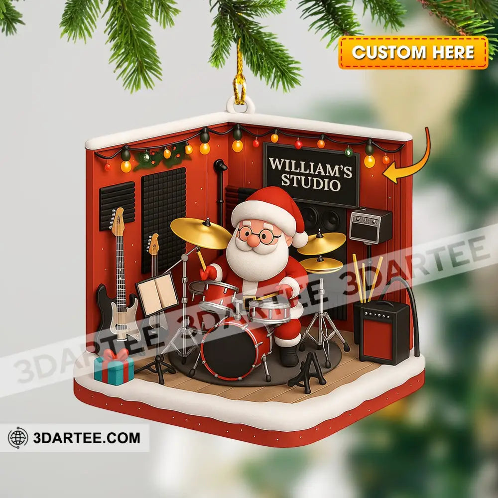 Drummer Santa Home Decor Christmas Ornament Personalized Ornament 3.54’’ / 1 Ornament Ornament