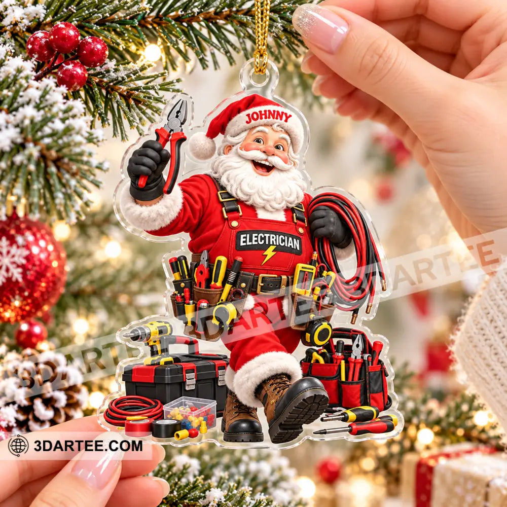 Electrician Santa Home Decor Christmas Ornament Personalized Ornament - Ornament