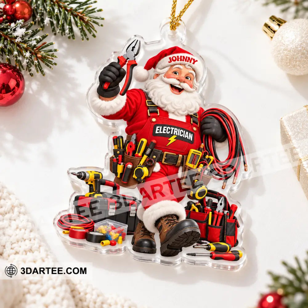 Electrician Santa Home Decor Christmas Ornament Personalized Ornament - Ornament