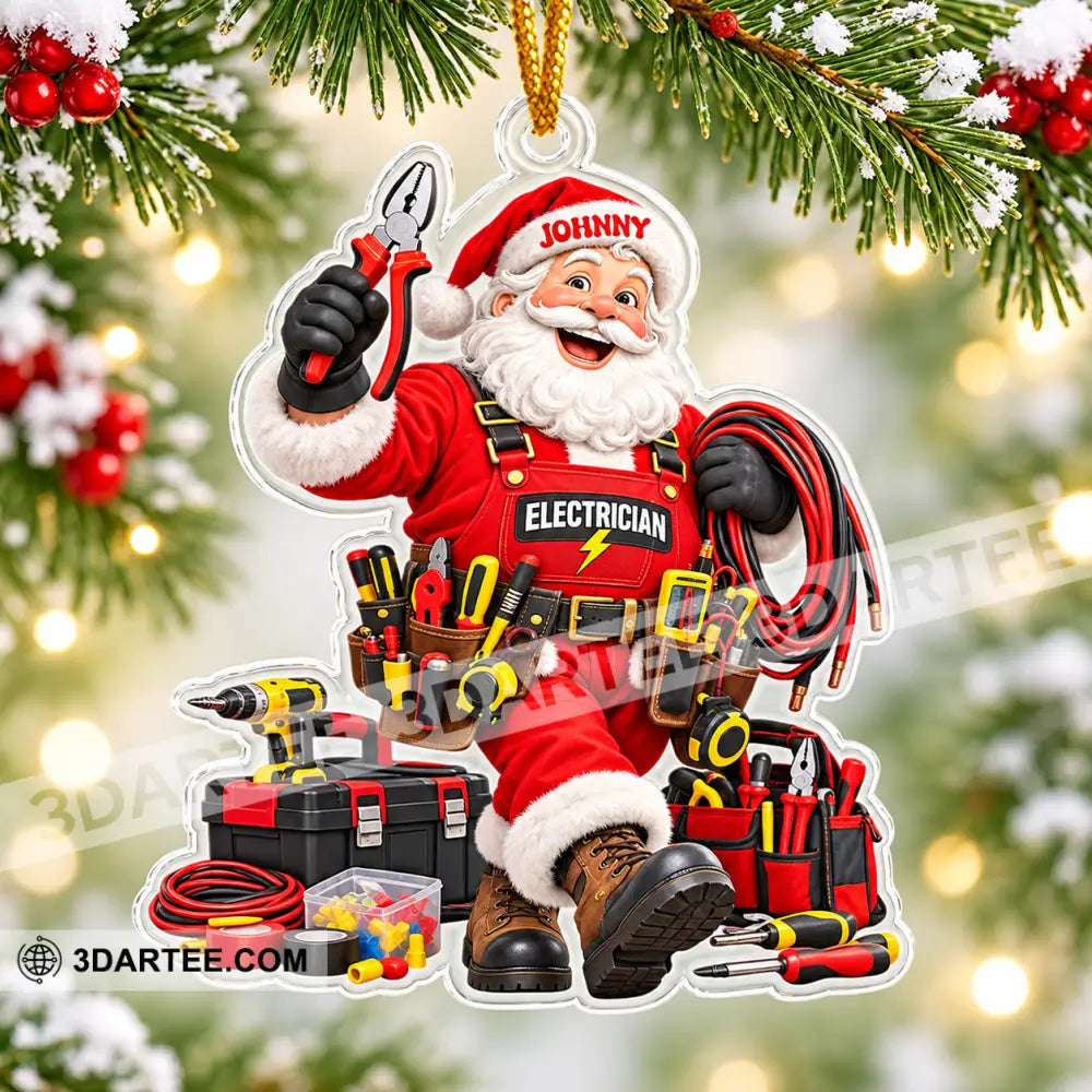 Electrician Santa Home Decor Christmas Ornament Personalized Ornament - Ornament