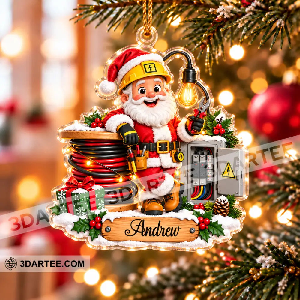 Electrician Santa Home Decor Christmas Ornament Personalized Ornament - Ornament