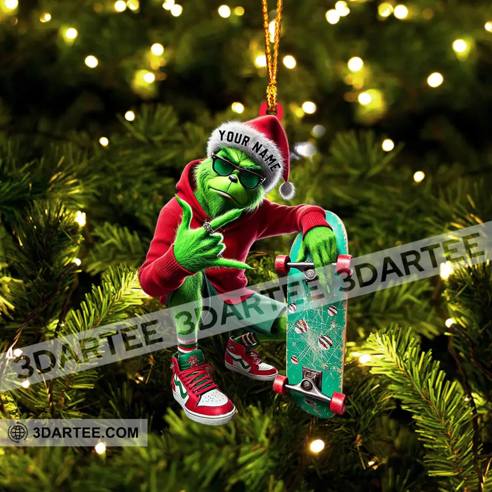 ELF Skateboarding Christmas Home Decor Christmas Ornament Personalized Ornament 3.54’’ / 1 Ornament Ornament