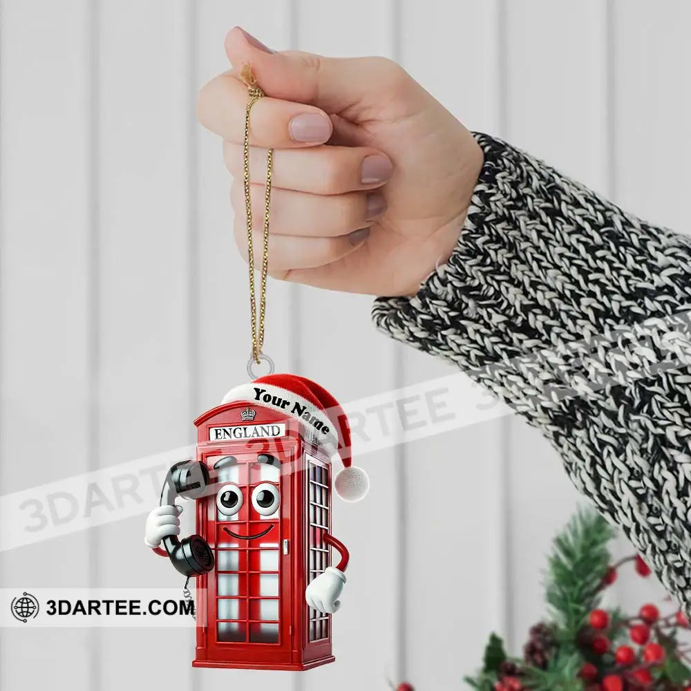 England Red Telephone Box Christmas Ornament Personalized Ornament Ornament