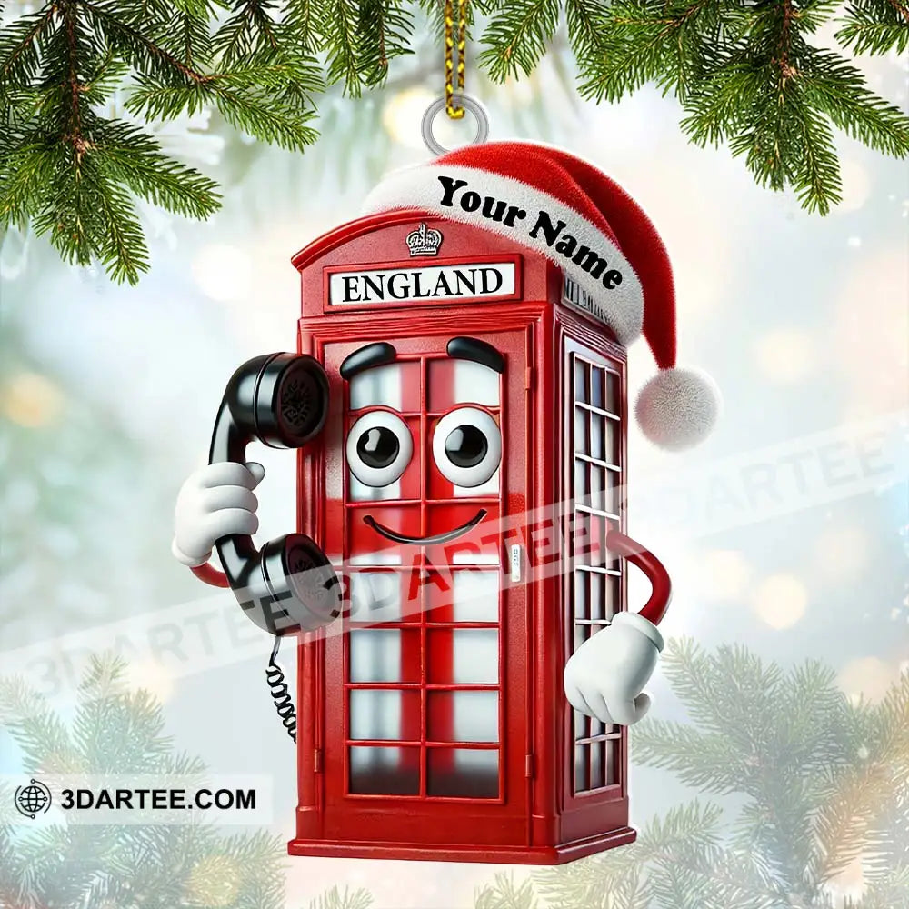 England Red Telephone Box Christmas Ornament Personalized Ornament Ornament