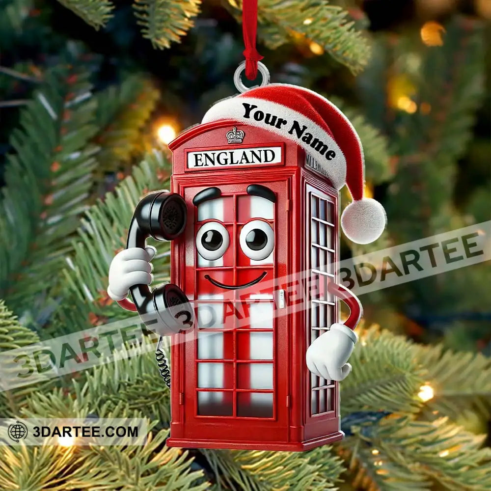 England Red Telephone Box Christmas Ornament Personalized Ornament Ornament