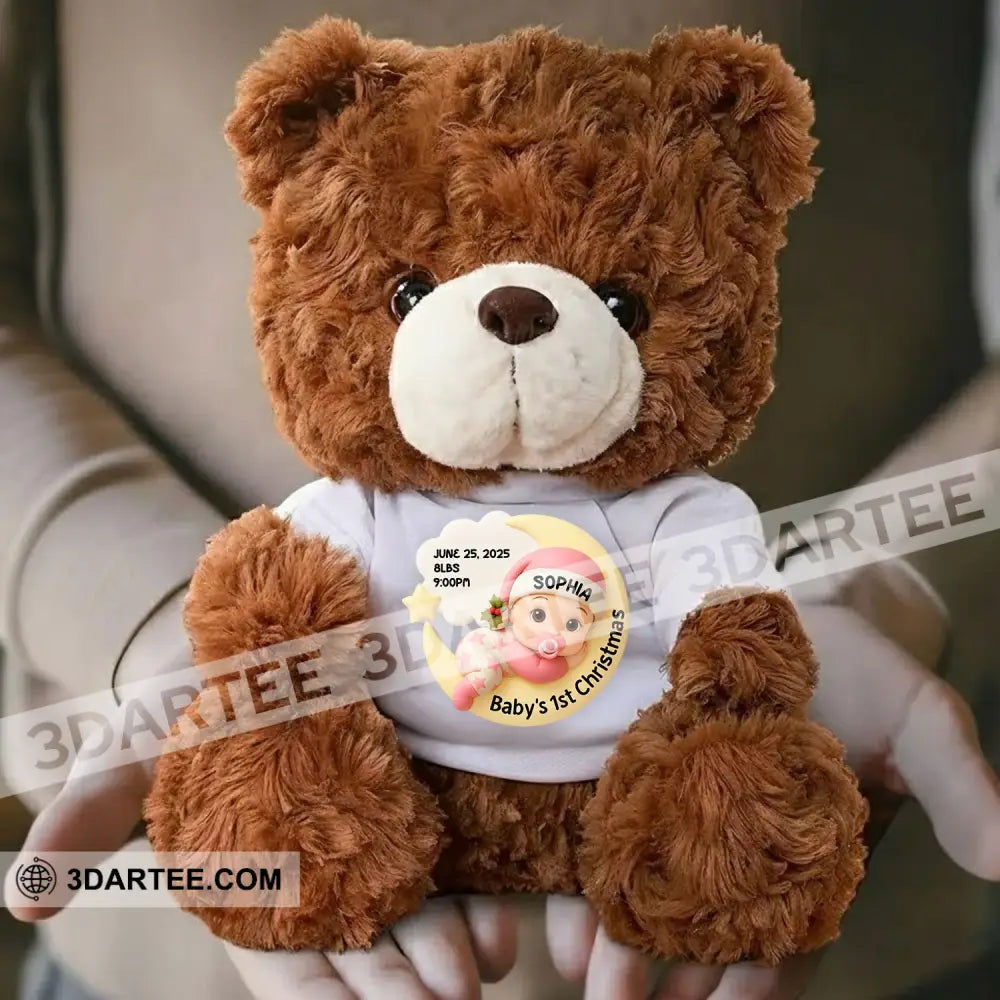 First Christmas Baby Personalized Teddy Bear Shirt Brown / 9’’ / No Graduate Teddy Bear Shirt