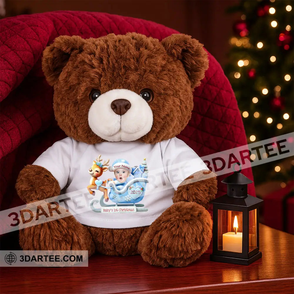 First Christmas Baby Personalized Teddy Bear Shirt Brown / 9’’ / No Graduate Teddy Bear Shirt