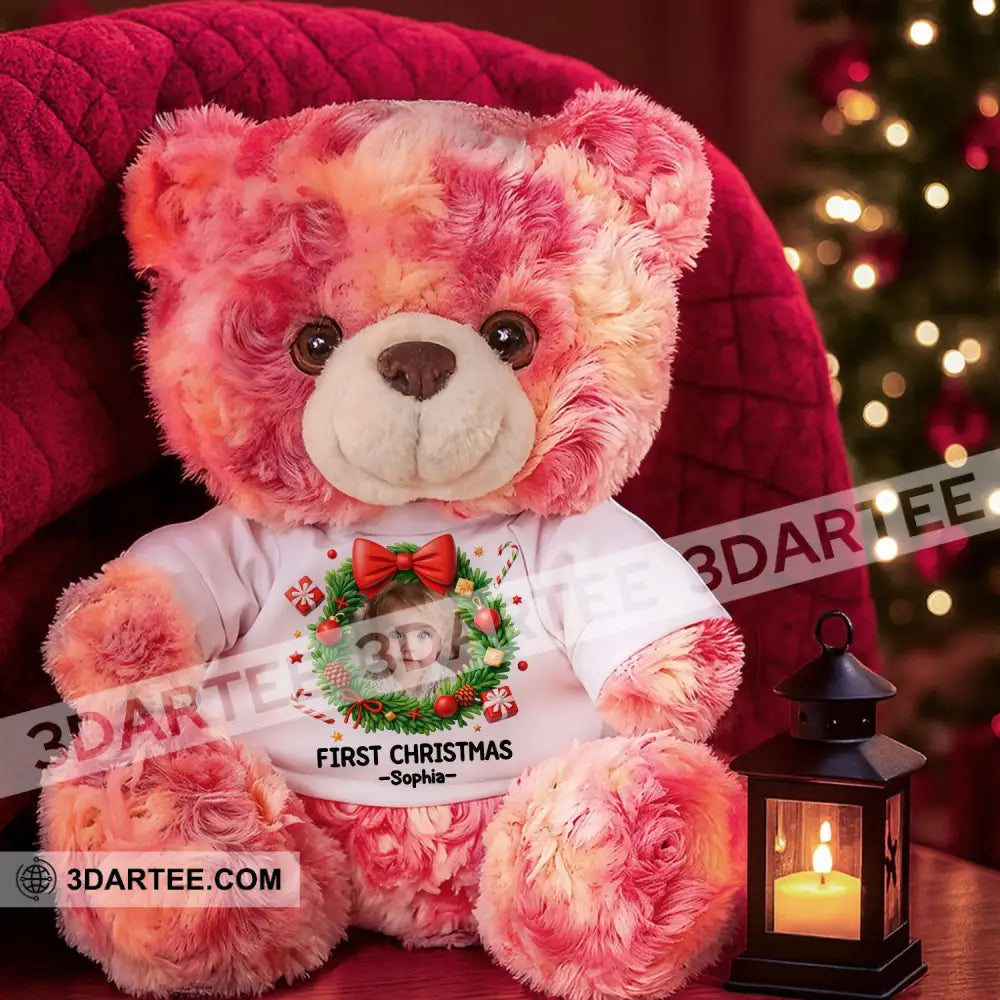 First Christmas Baby Personalized Teddy Bear Shirt Pink / 9’’ / No Graduate Teddy Bear Shirt