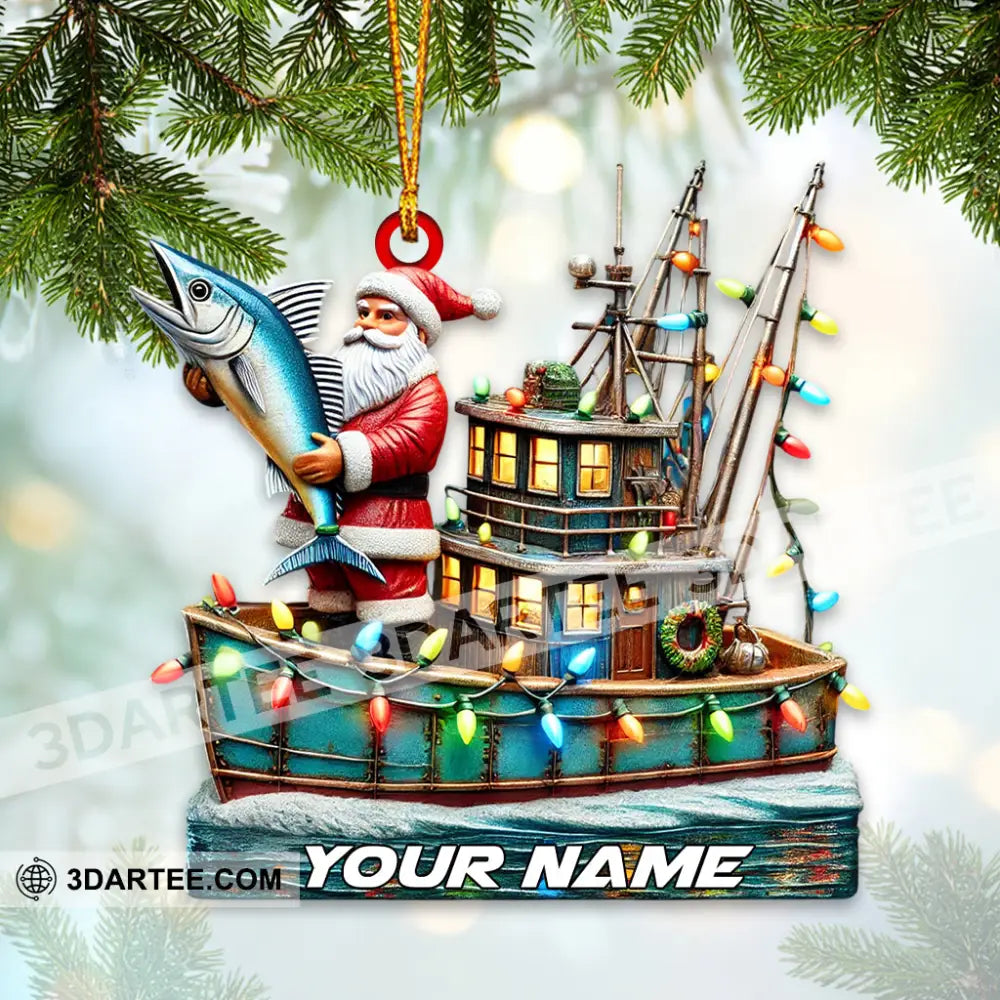 Fisherman Santa Home Decor Christmas Ornament Personalized Ornament Ornament