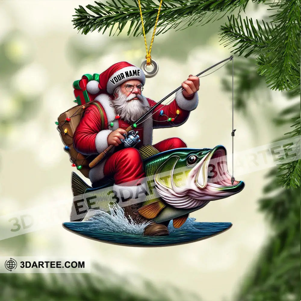 Fishing Santa Christmas Ornament Personalized Ornament Ornament