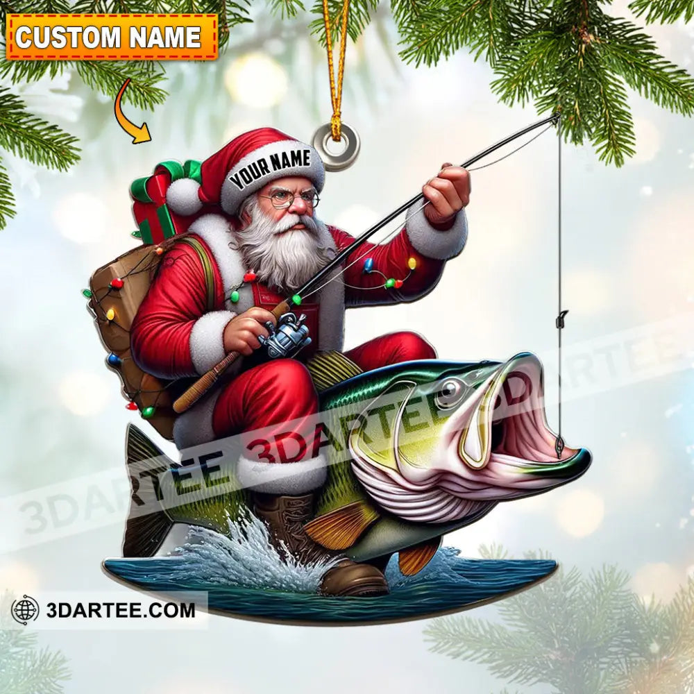 Fishing Santa Christmas Ornament Personalized Ornament 3.54’’ / 1 Ornament Ornament
