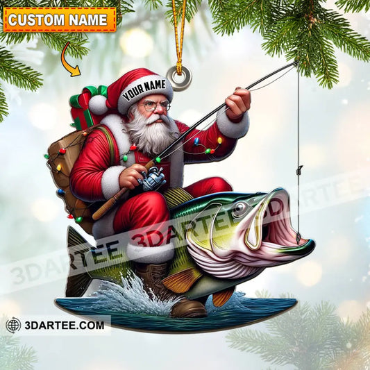 Fishing Santa Christmas Ornament Personalized Ornament 3.54’’ / 1 Ornament Ornament