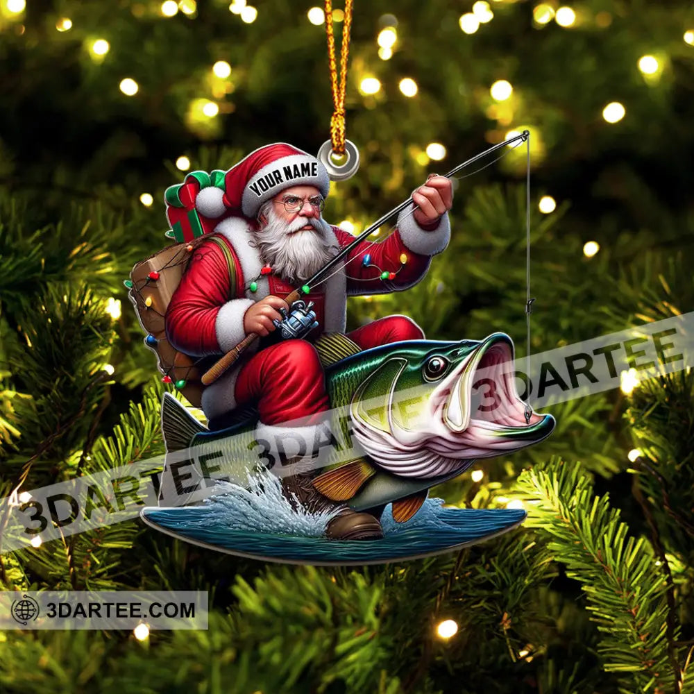 Fishing Santa Christmas Ornament Personalized Ornament Ornament