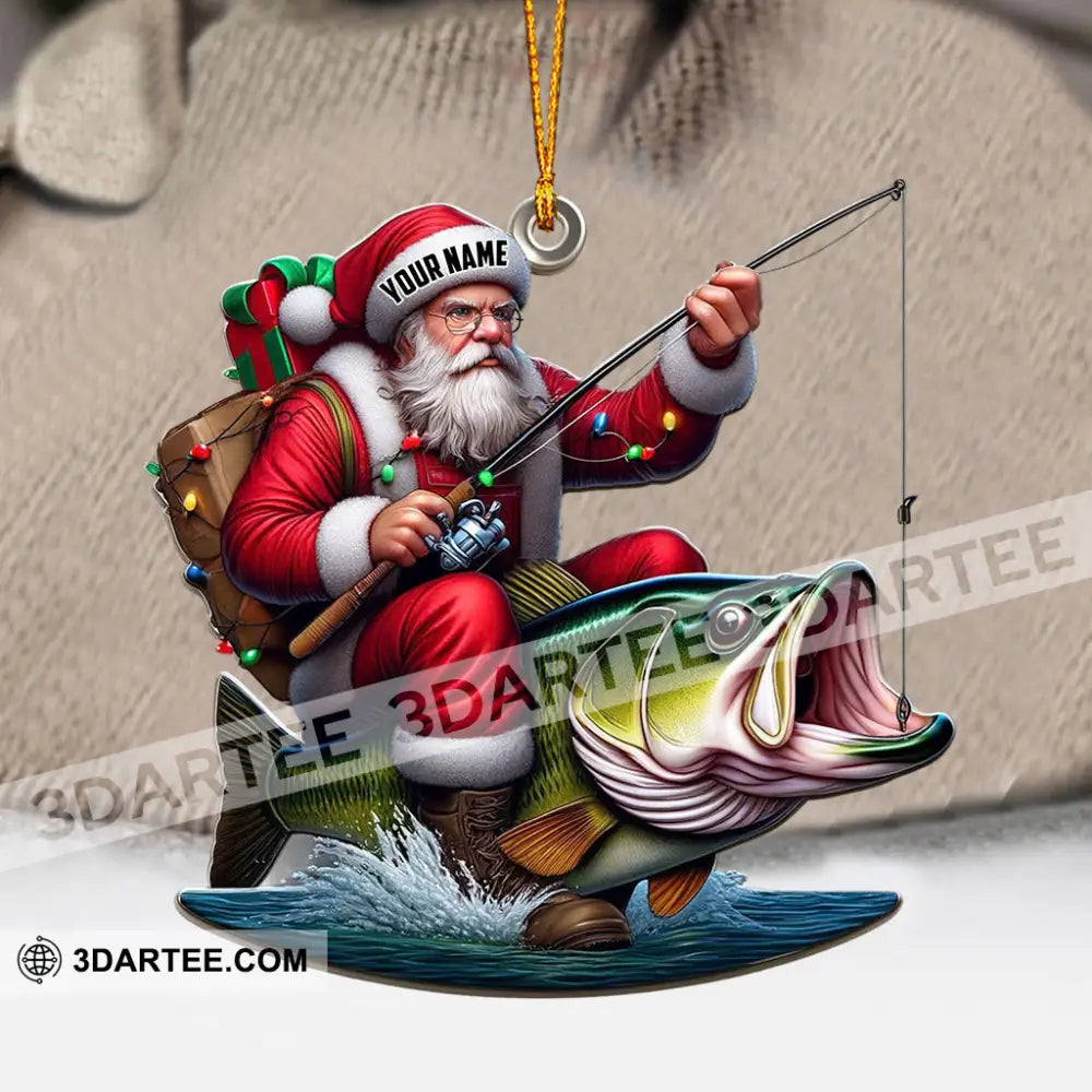 Fishing Santa Christmas Ornament Personalized Ornament Ornament