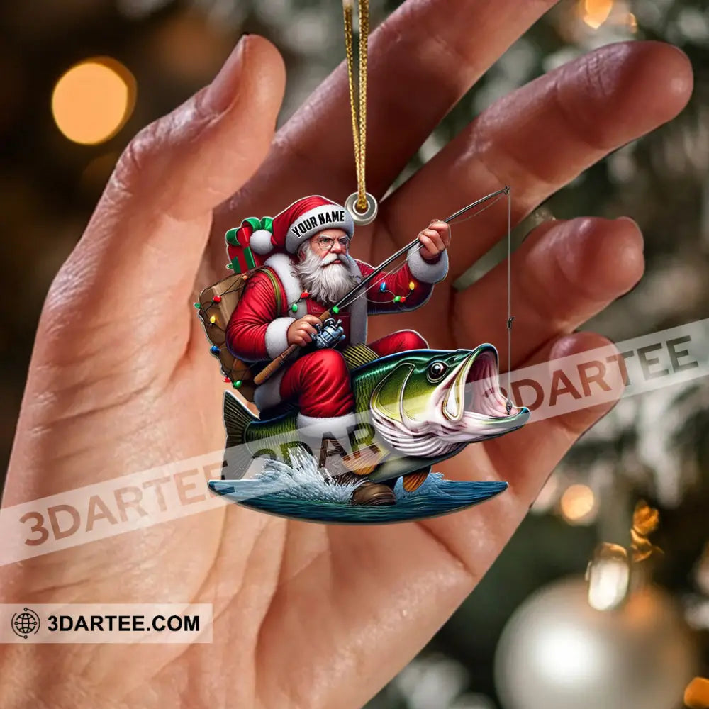 Fishing Santa Christmas Ornament Personalized Ornament Ornament