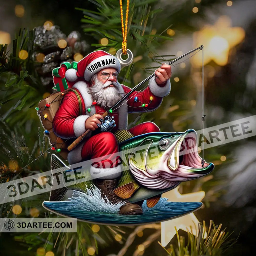 Fishing Santa Christmas Ornament Personalized Ornament Ornament
