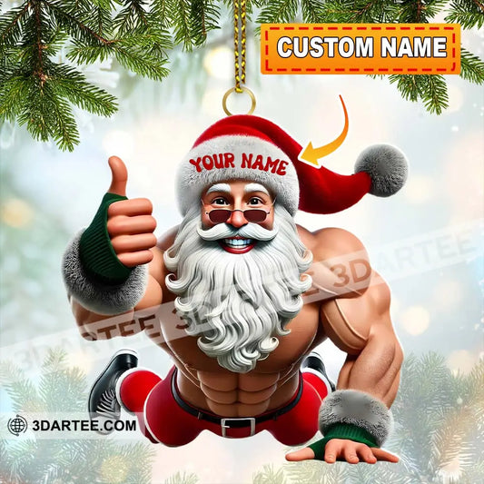 Fitness Santa Home Decor Christmas Ornament Personalized Ornament 3.54’’ / 1 Ornament Ornament