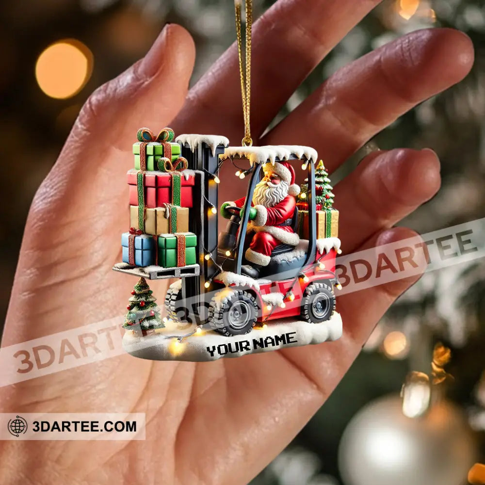 Forklift Santa Christmas Ornament Personalized Ornament Ornament