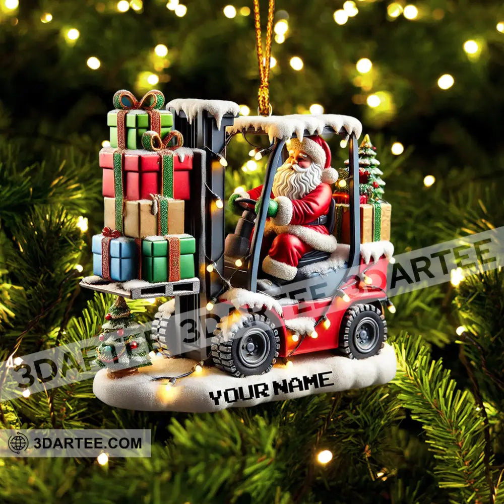 Forklift Santa Christmas Ornament Personalized Ornament Ornament