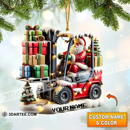 Forklift Santa Christmas Ornament Personalized Ornament 3.54’’ / 1 Ornament Ornament