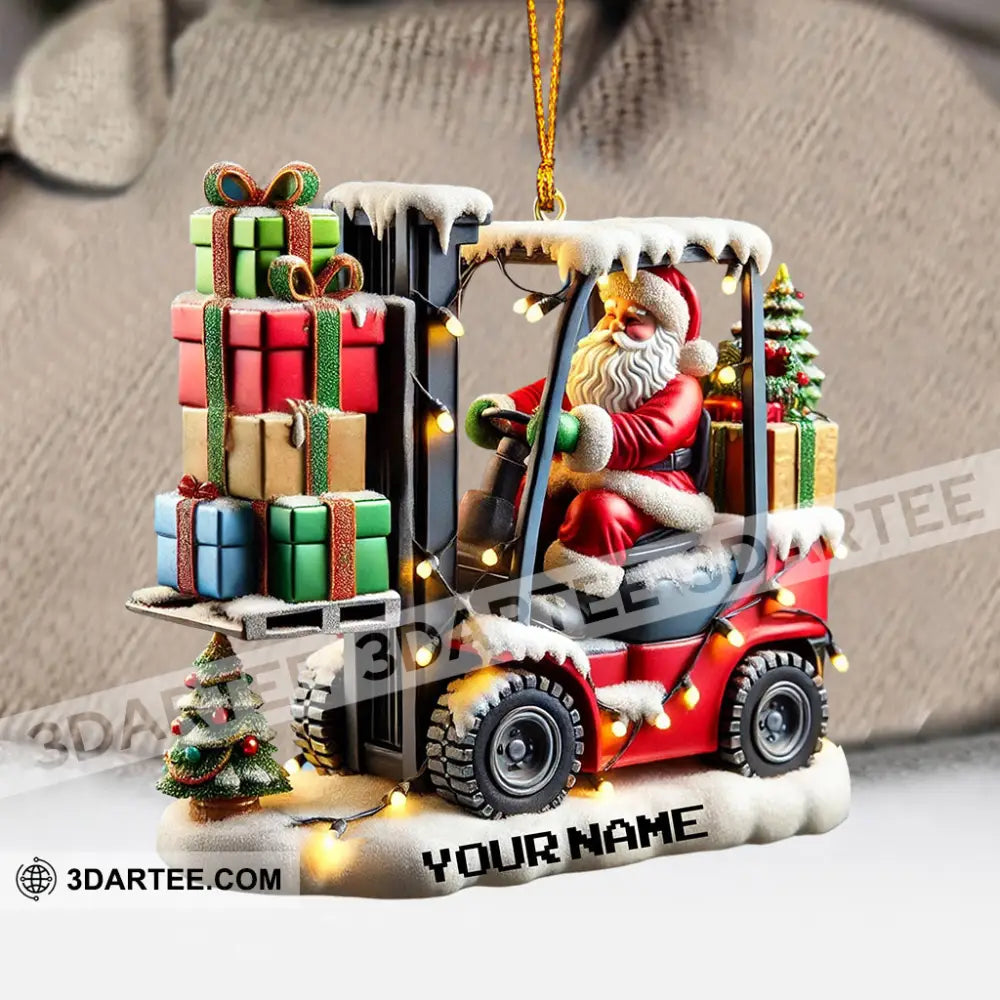Forklift Santa Christmas Ornament Personalized Ornament Ornament