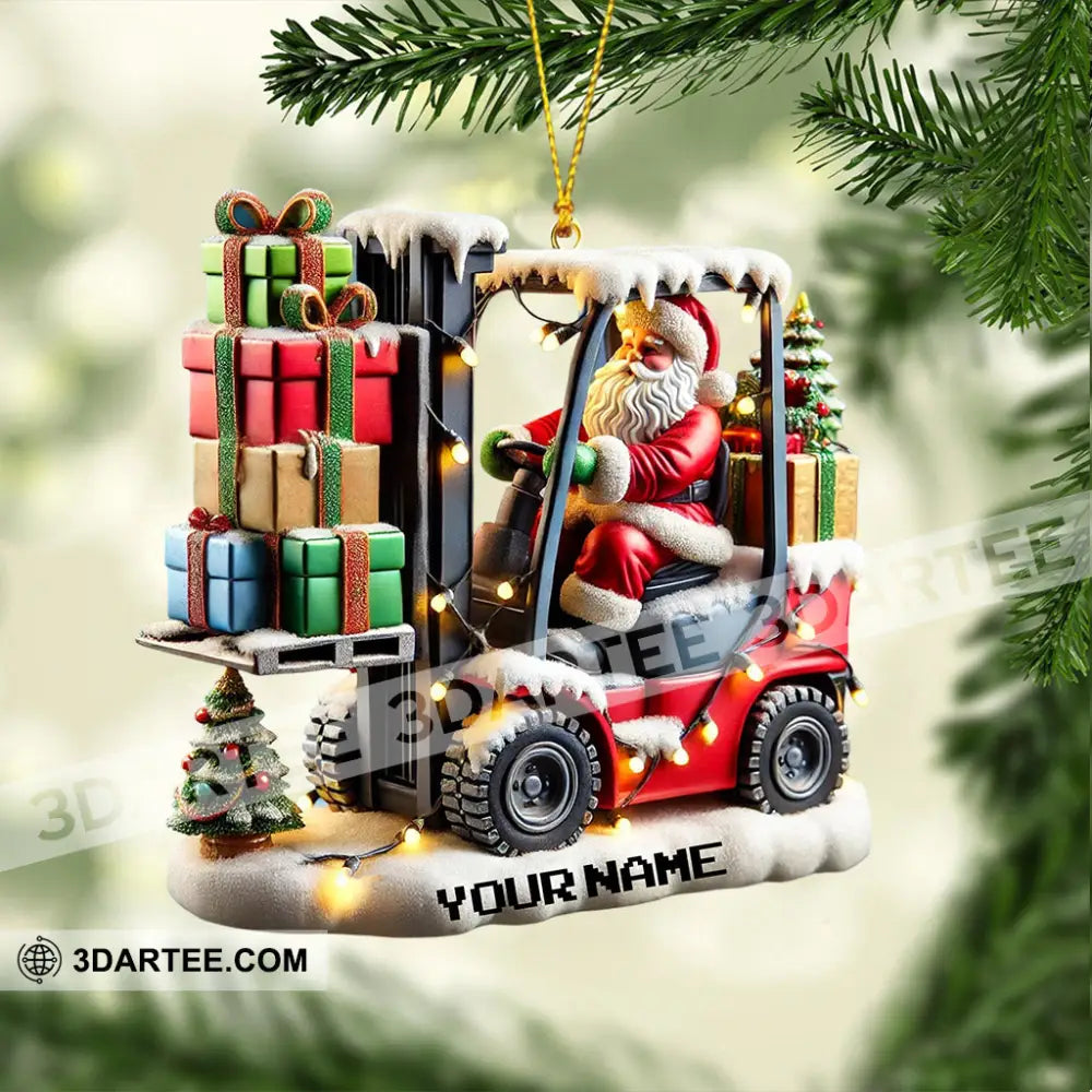 Forklift Santa Christmas Ornament Personalized Ornament Ornament