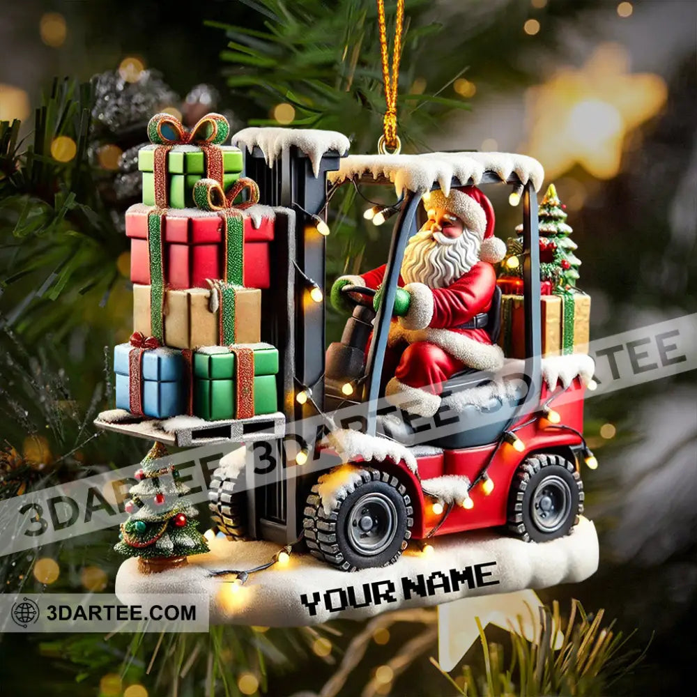 Forklift Santa Christmas Ornament Personalized Ornament Ornament