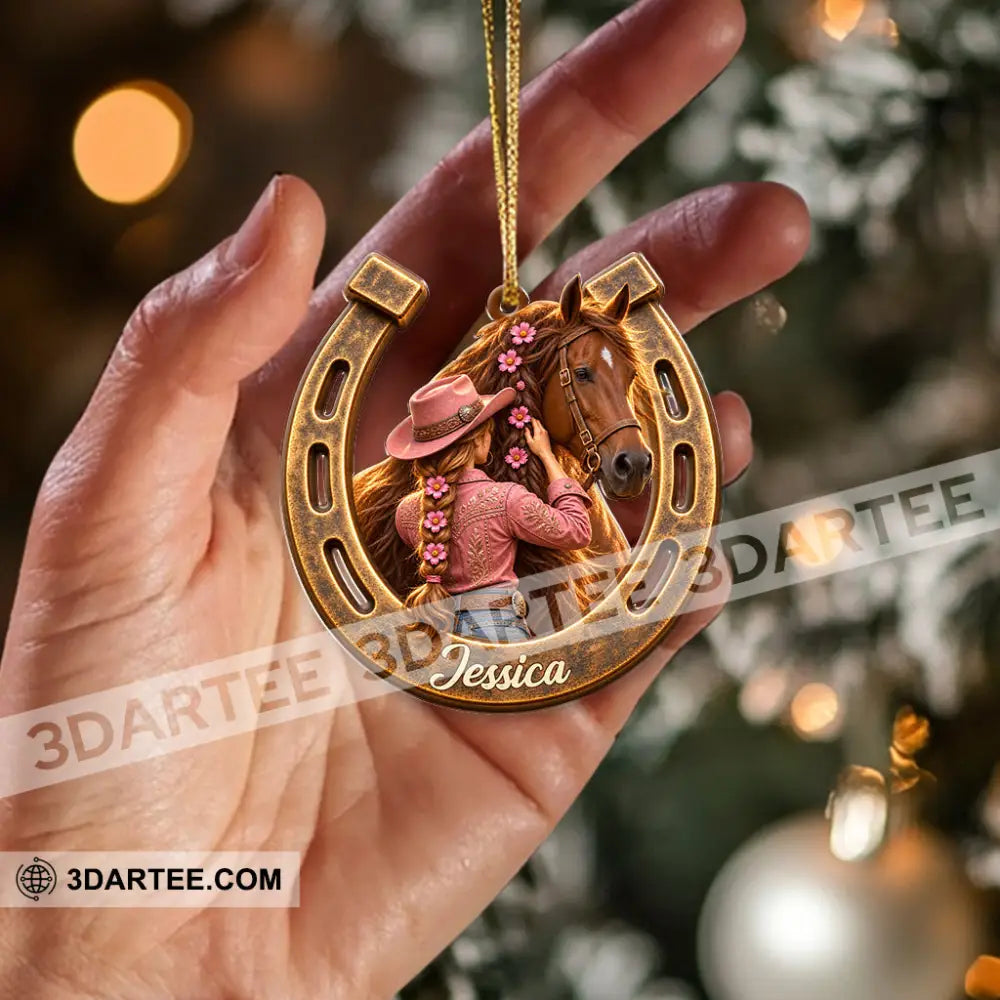 Girl Loves Horse Home Decor Christmas Ornament Personalized Ornament - Ornament
