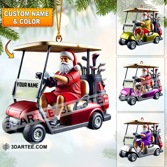 Golf Cart Santa Christmas Ornament Personalized Ornament 3.54’’ / 1 Ornament Ornament