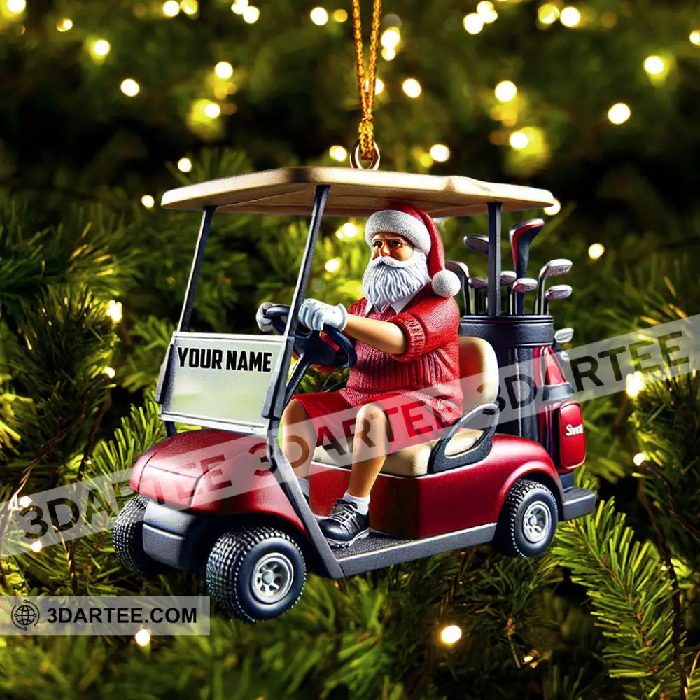 Golf Cart Santa Christmas Ornament Personalized Ornament Ornament