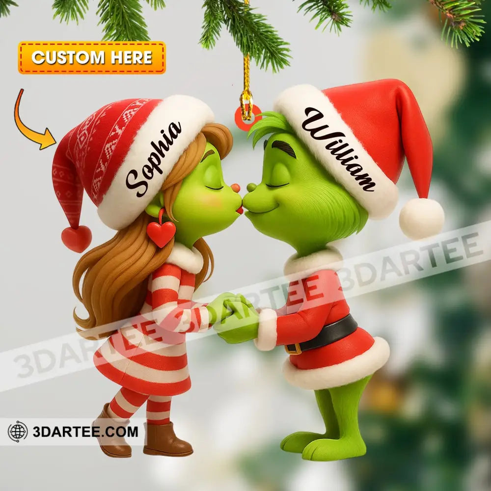 Grinch Couple Home Decor Christmas Ornament Personalized Ornament 3.54’’ / 1 Ornament Ornament