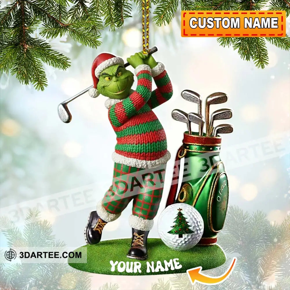 Grinch Golf Christmas Home Decor Christmas Ornament Personalized Ornament 3.54’’ / 1 Ornament Ornament