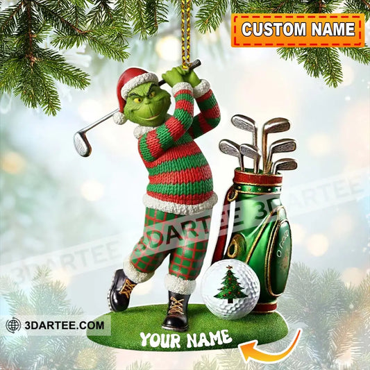 Grinch Golf Christmas Home Decor Christmas Ornament Personalized Ornament 3.54’’ / 1 Ornament Ornament