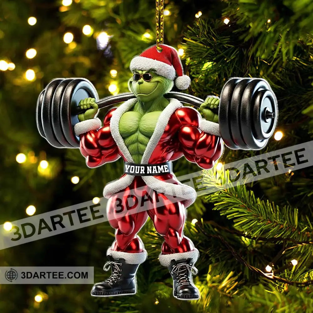 Grinch Weightlifting Christmas Home Decor Christmas Ornament Personalized Ornament Ornament