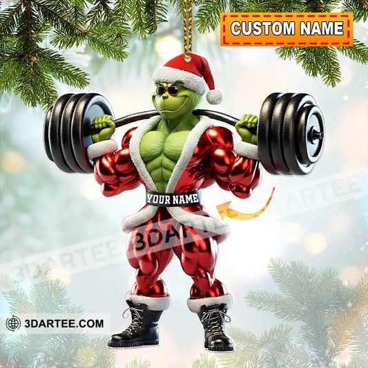 Grinch Weightlifting Christmas Home Decor Christmas Ornament Personalized Ornament 3.54’’ / 1 Ornament Ornament