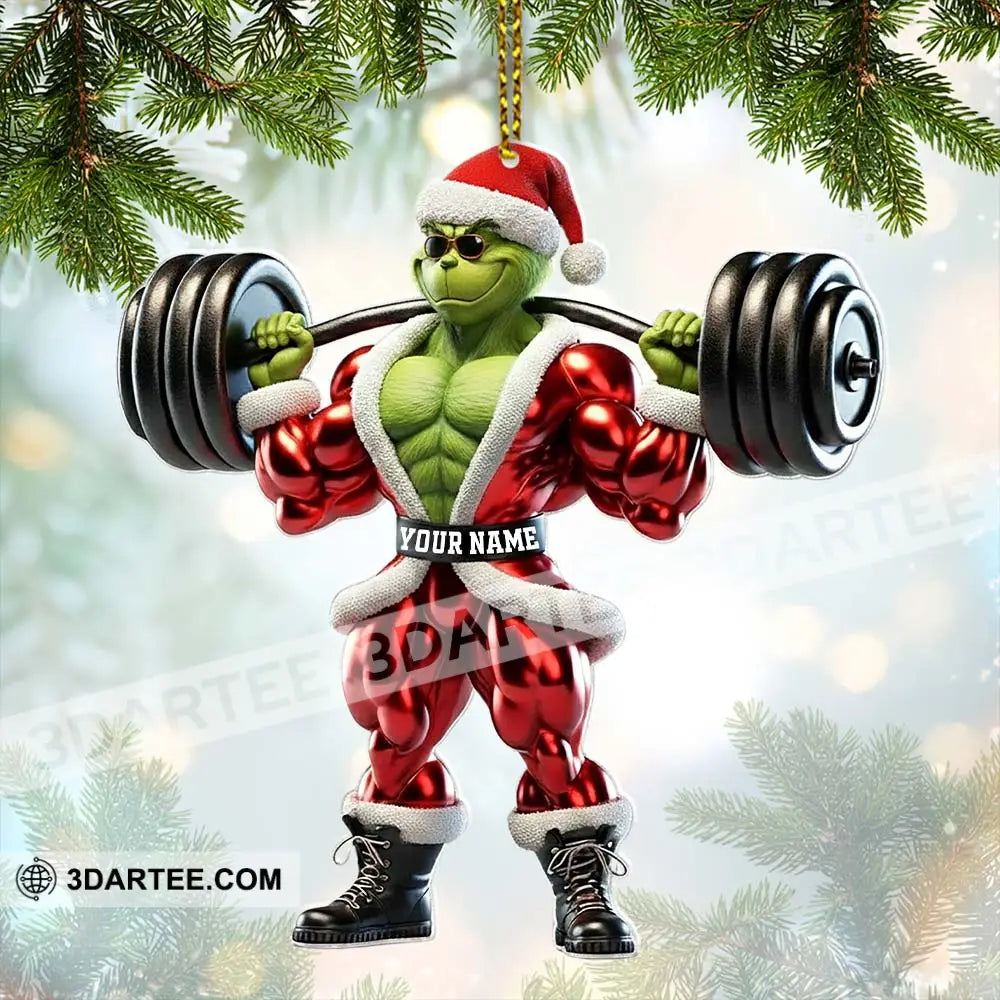 Grinch Weightlifting Christmas Home Decor Christmas Ornament Personalized Ornament Ornament