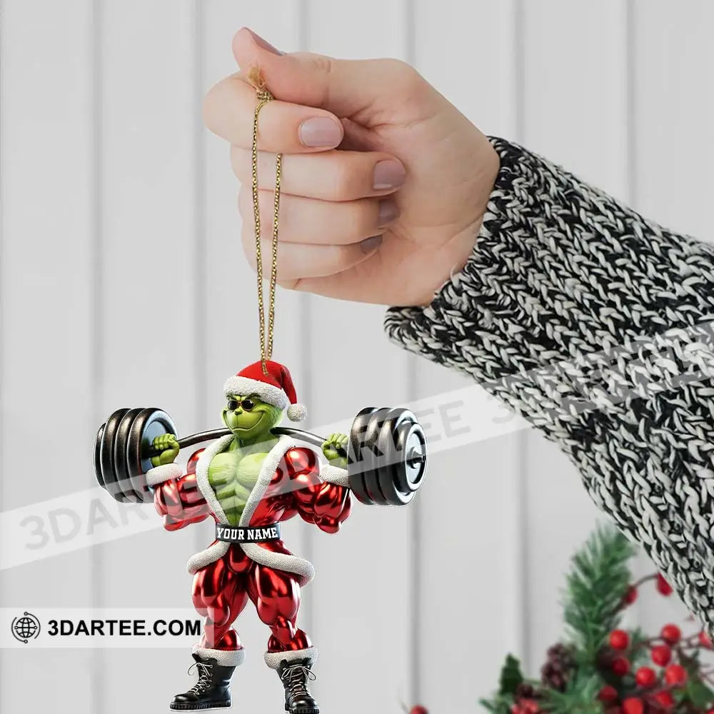 Grinch Weightlifting Christmas Home Decor Christmas Ornament Personalized Ornament Ornament
