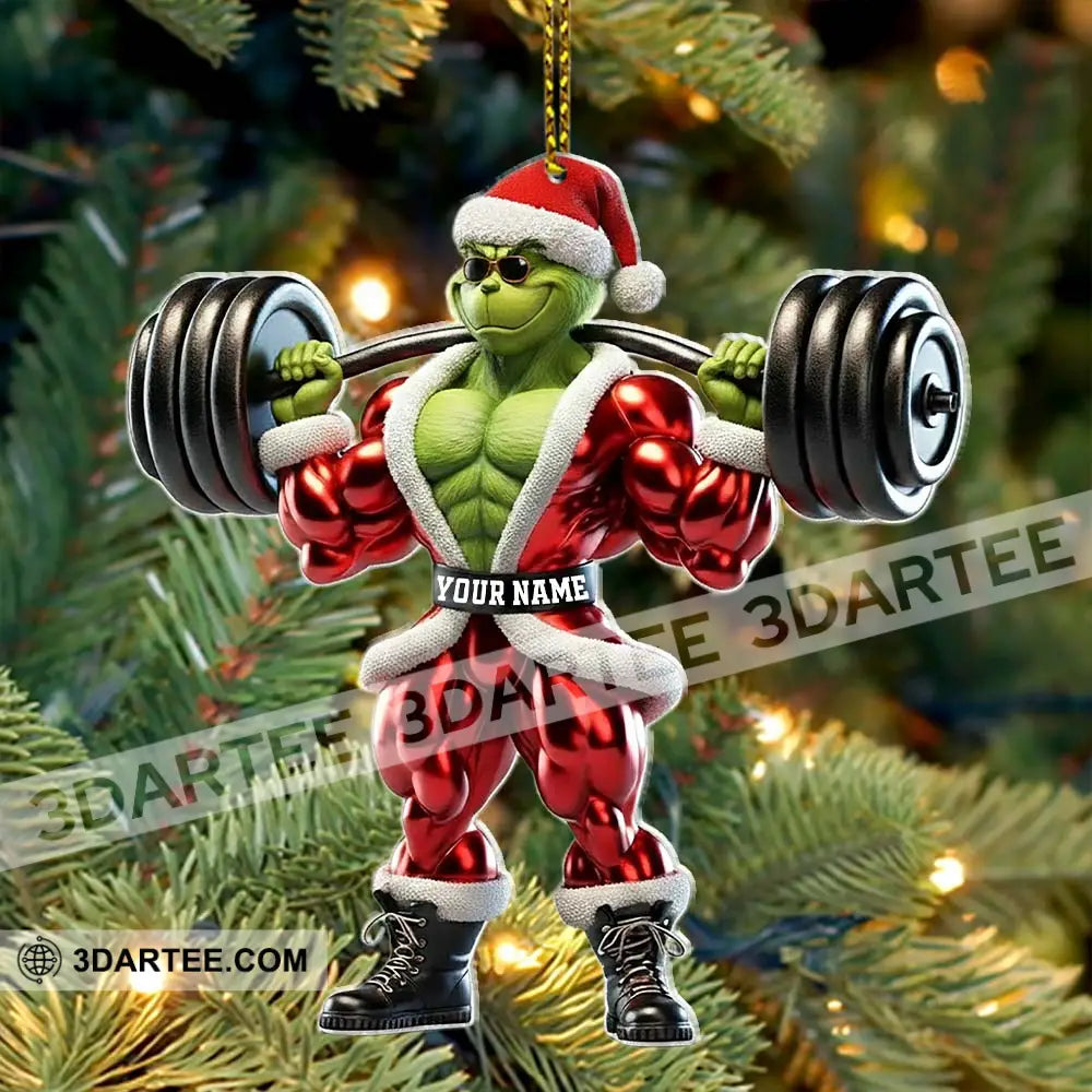 Grinch Weightlifting Christmas Home Decor Christmas Ornament Personalized Ornament Ornament