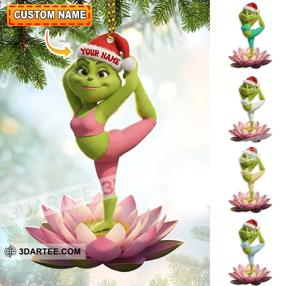 Grinch Yoga Home Decor Christmas Ornament Personalized Ornament 3.54’’ / 1 Ornament Ornament