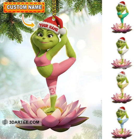 Grinch Yoga Home Decor Christmas Ornament Personalized Ornament 3.54’’ / 1 Ornament Ornament